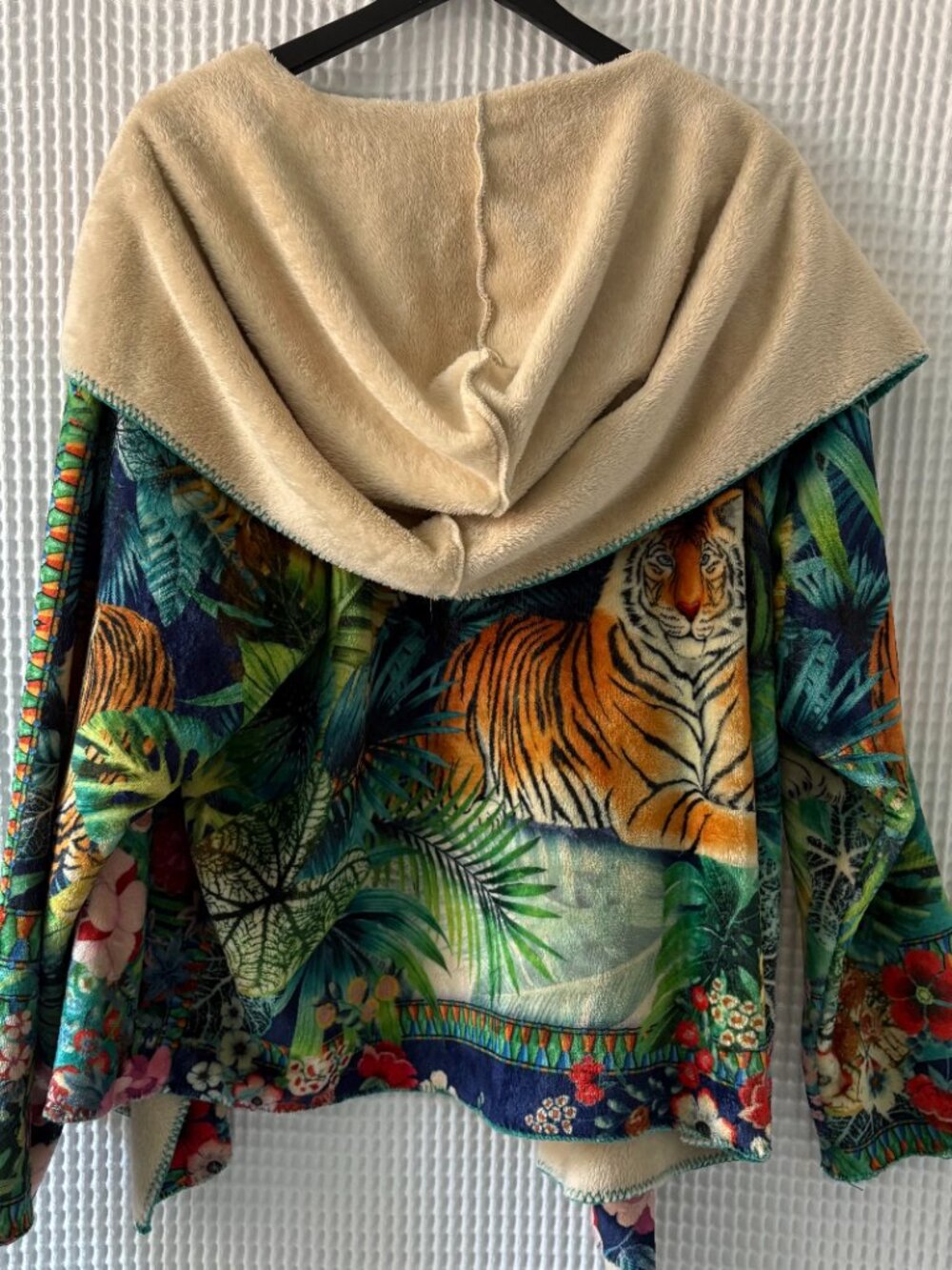 Johnny Was Tigres Sherpa hooded jacket pockets soft cozy floral tiger womens XXL - Picture 6 of 9